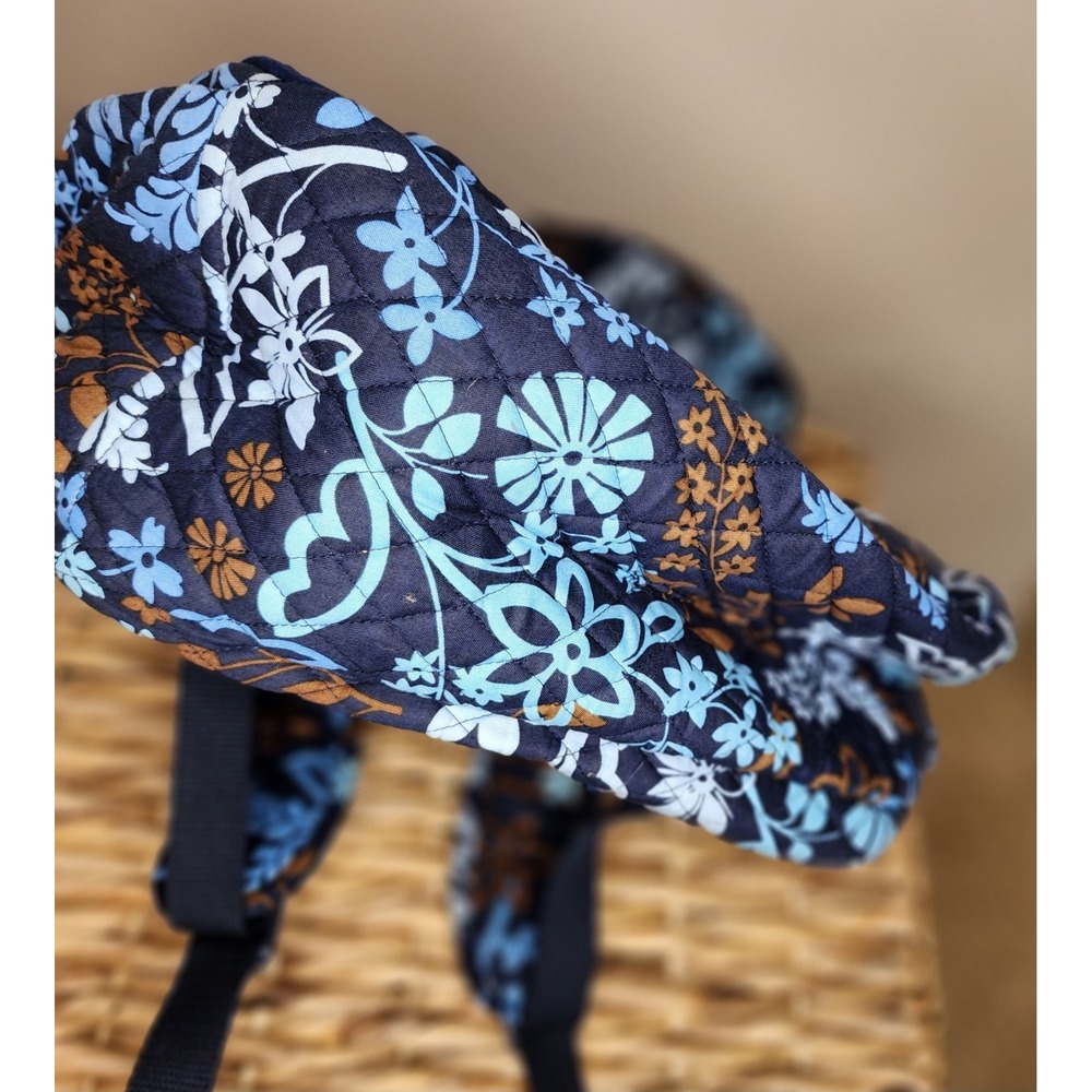 Vera Bradley Campus Backpack Java Blue Retired Floral NWOT Book Bag School - Picture 4 of 14